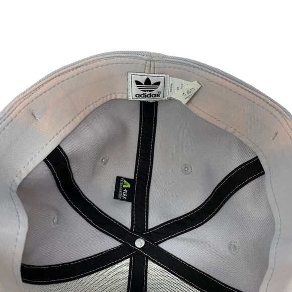 Adidas Trefoil Hat Cap Flex Fitted L Large Gray Red 6 Panel Wool Blend - Picture 8 of 12